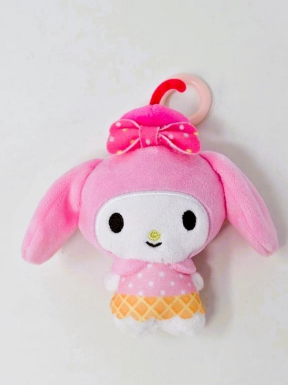 Pink My melody Sanrio plushie clip ice cream cone keychain Brand new